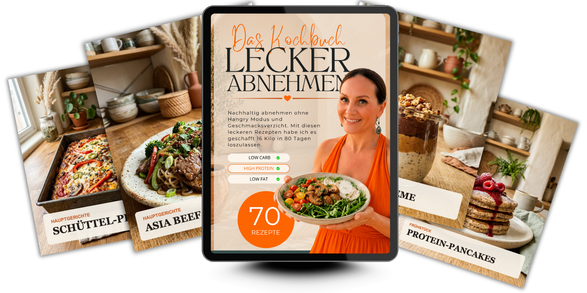 Lecker Abnehmen - 70 Rezepte, Buchcovers mit Rezeptfotos
